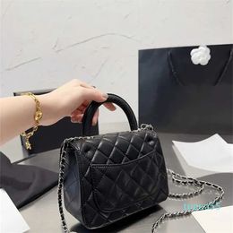 Shoulder Handbag Square Women Top Handle French Classic Quilted Diamond Chain Ball Bag Mini Luxury Silver Hardware Flap Crossbody 17cm