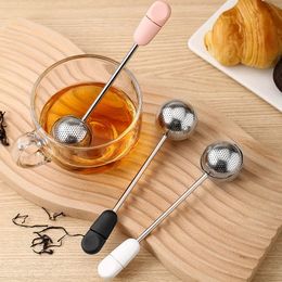 Rotating Stainless Steel Tea Infusers Kitchen Cha Coffee Spice Strainer Silicone Handle Philtre Diffuser Coffeeware Teaware 240514