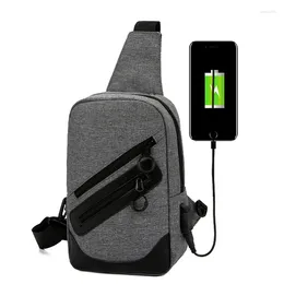 Waist Bags 30PCS / LOT USB Charge Interface Men Chest Bag Sling Shoulder Satchel Large Capacity Crossbody Simple Travel