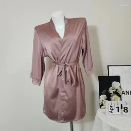 Home Clothing French Robes Soft Silky High-quality Bathrobe With Waist Belt Lace Up Morning Gown For Women Sexy Wear Bridesmaid Gifts