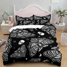 Bedding sets Hand Painting Crow Skull Set Single Twin Double Queen King Cal Size Bag with case Comforter Bed H240521 DWI5