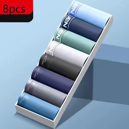 Underpants 8Pcs/Lot Boxers Men's Underwear Boxer Ice Silk Shorts Male Transparent Sexy XL-4XL