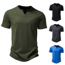 Men's T-Shirts 2023 Summer Brand High Quality Mens T-shirt V-neck Fashion Design Ultra thin Slim Fit Mens T-shirt Mens Top T-shirt Short Sleeve Mens T-shirt Q240521