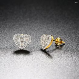 Stud Earrings Hiphop Heart Crystal For Women Hippie Cubic Zircon Cartilage Party Jewelry Wedding Accessories