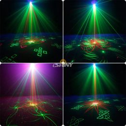 Battery 3in1 6 Lens 60 Pattern R&G Laser Projector DJ Light RGB LED Party UV Disco Remote Dance Birthday Stage Effect Lamp F10D3