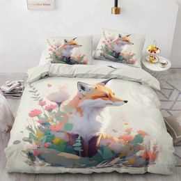 Bedding sets Fox Print Comforter Cover Set for Boys Girls Children 3D Animal Theme Duvet Room Decor Full Size Quilt 3Pcs H240521 IP99