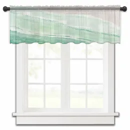 Curtain Ocean Waves And Beach Gradient Green Kitchen Small Window Tulle Sheer Short Living Room Home Decor Voile Drapes