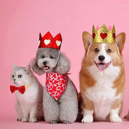 Dog Apparel Valentine's Day Love Crown Saliva Towel Pet Decoration Set Dress Up