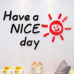 Have a nice day Acrylic Mirror Wall stickers For Living room Classroom Inspirational slogan Office Wall decoration Home decor 240522