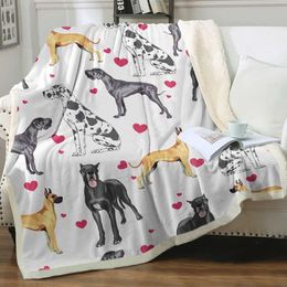 Bedding sets A Great Dane With Long Legs Throw Blanket Printed Super Soft Sherpa for Couch Sofa Bed H240522