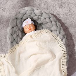Muslin Swaddles Baby Blanket Cotton Soft Newborn Blankets Tassel Bath Gauze Infant Swaddle Wrap Sleep Bag Bed Stroller Cover