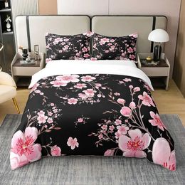 Bedding sets Japanese Duvet Cover Set Sakura Tree Flowers Cherry Blossoms Spring Theme Art Decor 3 Piece with 2 Shams H240521 L4WI