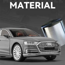 Diecast Model Cars 1 24 AUDI A8 Alloy Car Model Diecasts Metal Vehicles Car Model Simulation Sound and Light Collection Boys Toy For Childrens Gift