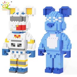 Blocks Micro Bearbrick Blue Bear Model Building Mini Bricks Toys for Old Gifts Microparticles Home Decoration H240522