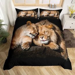 Bedding sets Black Lion Duvet Cover Animal Bed Sheet 3 Piece Set Single Double King Queen Full Size 1 Comforter 2 case H240521 96LA