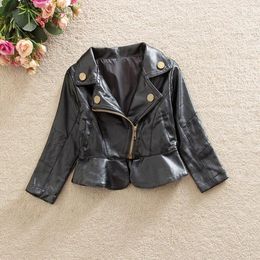 Jackets 2024 Spring & Autumn Kids Leather Jacket Girls PU Children Outwear For Girl Baby And Coats 2-7Years