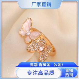 Jewelry master designs Vaned original rings Silver Butterfly Ring for Women Light Luxury Fashionable and with Original logo Vanlybox