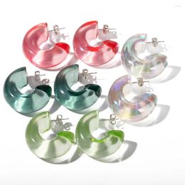 Hoop Earrings Bulk Wholesale Eco Friendly Clear Crystal Geometry C Shaped Fashion Acrylic Resin For Women Aretes De Mujer