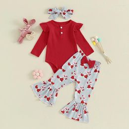 Clothing Sets My First Easter Born Baby Girl Outfit Romper Flare Pants Infant Clothes Headband