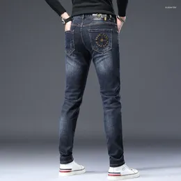 Men's Jeans 2024 High-end Affordable Luxury Fashion Embroidered Printed Brand Stretch Slim Fit Skinny Pants