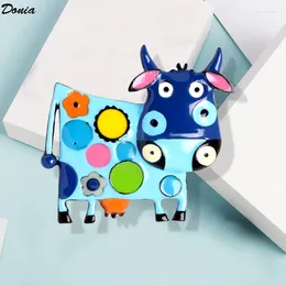 Brooches Donia Jewellery European And American Cute Cow Brooch Alloy Enamel Corsage Pin Cartoon Girl Animal Custom High-end