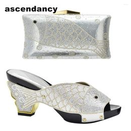 Dress Shoes Fashion Nigerian Party And Bag Decorated With Rhinestone Wedges For Women Bridal Africa Shoe Bags Set