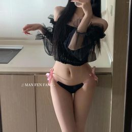 Women's Panties SP&CITY Lolita Lace Up Bow Sexy Underpants Cross Waist Black Hollow Out Cute Sweet Cotton Crotch Soft Briefs