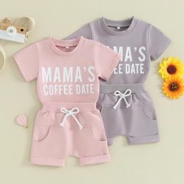 Clothing Sets 2024-12-18 Lioraitiin 0-3Y Toddler Baby Girls Clothes Cute Letter Print Short Sleeve Shirt Casual Jogger Shorts Summer Outfit