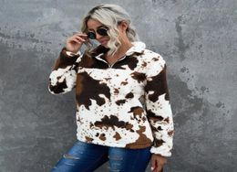 Women039s Jackets Cow Printed Sherpa Pullover Women Cowhide Oversized Outwear Fleece Coat Ladies Winter Soft Warm Sweatshirt Fa7438905