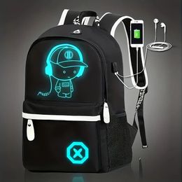 Children Backpack School Bags For Boy Girls Anime Luminous School Backpack Kids Waterproof Book Bag USB Charging SchoolBag Gift 240520