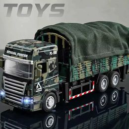 Diecast Model Cars Alloy Tactical Truck Armored Car Model Diecast Toy Military Personnel Carrier Transport Vehicle Model Sound and Light Kids Gifts