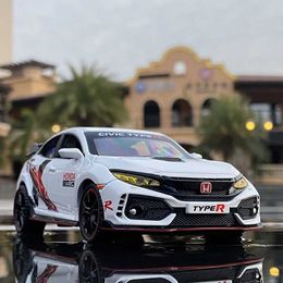 Diecast Model Cars 1 32 HONDA CIVIC TYPE R Alloy Sports Car Model Diecasts Toy Vehicles Metal Car Model Sound and Light Collection Kids Toy Gift