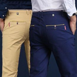 Men's Suits Men Pants 2024 Classic Style Cotton Elastic Slim Fit Office Trouser Business Casual Solid Straight Suit Pant Clothing