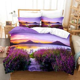 Bedding sets Purple Set Duvet Cover Bed Quilt Case 3D Comforter Lavender Butterfly Double Full King Queen Twin Single 3PCS H240521 K5K2