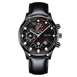 Hot selling fashion calendar business mens watch with six needle belt quartz