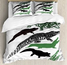 Bedding sets Abstract Duvet Cover Set Alligator Skin African Animal Crocodile Quilt 3 Piece with Shams Full Size H240521 EKOP