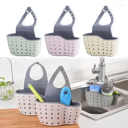 Kitchen Storage Portable Sink Shelf Soap Sponge Drain Rack Silicone Basket Bag Adjustable Hanging Accessrices