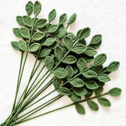 Decorative Flowers Delicate Timeless No Odour Crochet Eucalyptus Leaf Handmade Fake Flower Long-Lasting Home Supplies