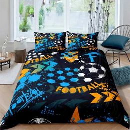 Bedding sets Football Duvet Cover Sports Theme Ball Games Set Kids Basketball Hockey Comforter Twin for Boys Girls Room Decor H240521 5E20