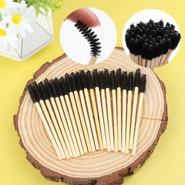 Makeup Brushes 50Pcs Bamboo Handle Eyelash Brush Extension Disposable Eyebrow Mascara Applicator Tool