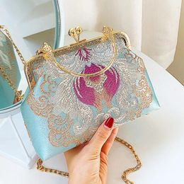 Shoulder Bags Fashion Women Embroidery Evening Bag Creative Chinese Style Handbag Party Clutch Chain Messener Small Shell