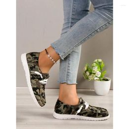 Casual Shoes 2024Women Camouflage Pattern Boat Lace-up Slip On Walking Lightweight & Comfy Outdoor Flats