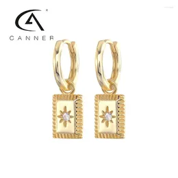 Dangle Earrings CANNER 925 Sterling Silver Light Luxury INS Style Geometric Star Hoop For Women Gold Party Jewelry Accessories