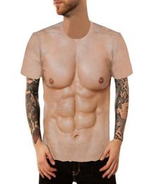For Man 3D TShirt Bodybuilding Simulated Muscle Tattoo Tshirt Casual Nude Skin Chest Muscle Tee Shirt ShortSleeve 2020 New 3586134