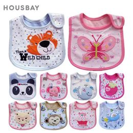 Bibs Burp Cloths Baby bib 3-layer waterproof bib cloth Saliva towel cartoon animal embroidery baby bib Burp cotton 1 piece d240522