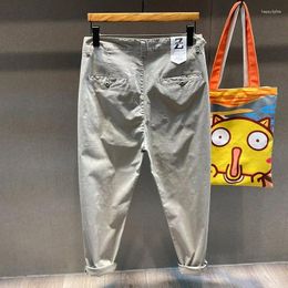 Men's Pants Korean Trousers Thin Style Pure Cotton 2024 Summer Mid Waist Button Zipper High Street Fashion Loose Pencil