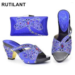Dress Shoes Latest Nigerian Party And Bag Set Decorated With Rhinestone Wedges For Women Italian Bags Matching