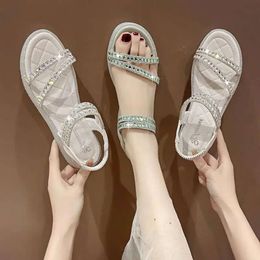 Ladies Rhinestones Flip Sandals Women Crystal Flop Narrow Flat Summer Fashion Bling Shoes Female Footwe 8b4
