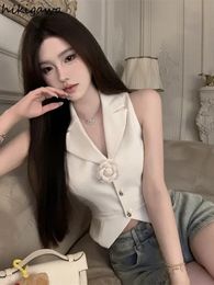 Temperament Waistcoat Fashion Summer Vest for Women 3D Floral Sleeveless Tunic Tanks Fashion Korean Crop Tops Ropa Mujer 240515