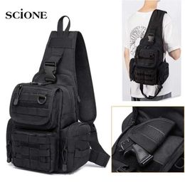 Outdoor Bags Tactical chest sling bag hunting gun holder military backpack outdoor camping trip plush bag climbing fishing bag XA291+A Q240521